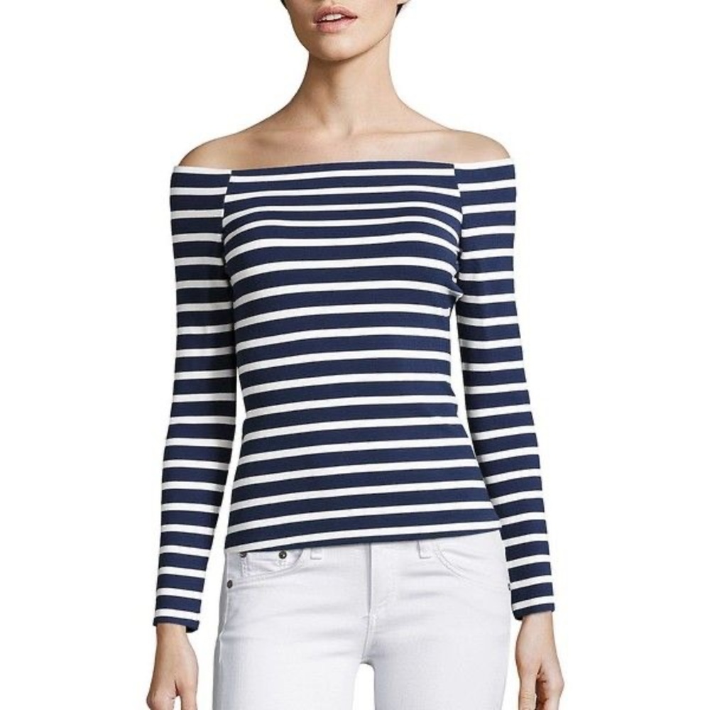 L’Agence off the shoulder striped top in medium